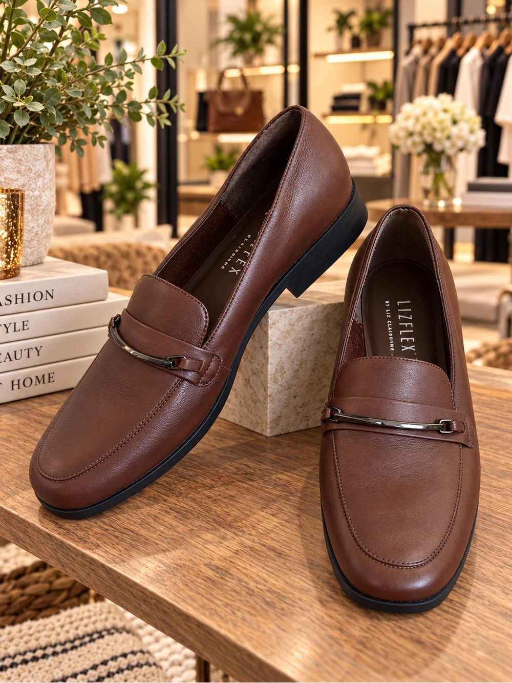 Liz Claiborne Brown Leather Slip-On Loafers